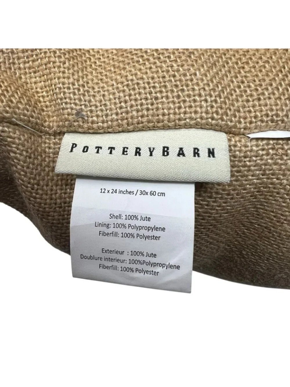 Pottery Barn Christmas Jingle Red Bells Burlap Lumbar Decorative Pillow 12”x24”